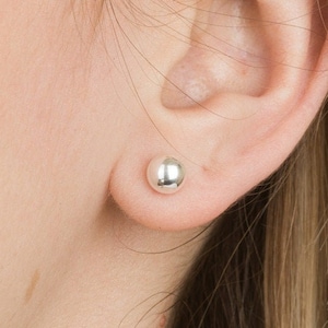Sterling Silver 925 Pair of Rhodium Plated 6mm Ball Stud Earrings - Birthday, December Birthstone, Bridesmaids, Valentines Day gift