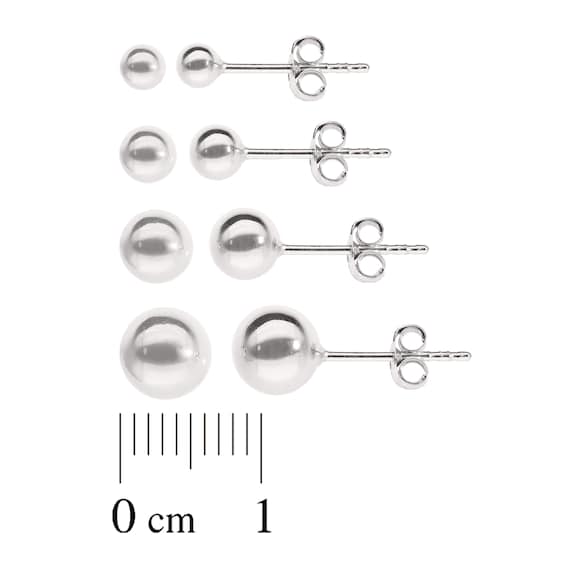 Buy Genuine 9ct White Gold 375 Pairs of 4mm or 5mm Ball Studs