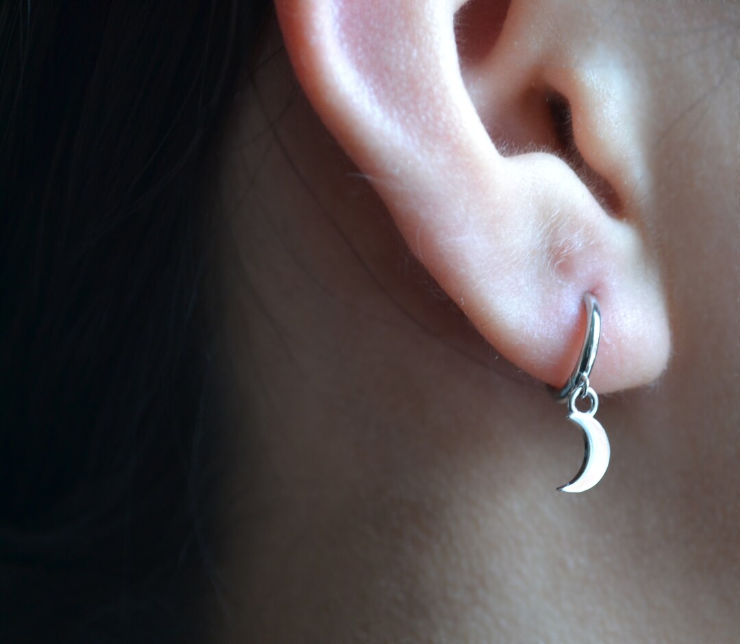 Sun and Moon Sterling Silver Huggies