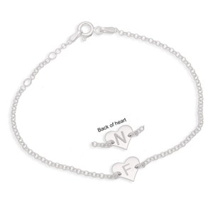 Sterling Silver 925 Personalised Capital Letter Initial Heart Disc Anklet Chain Any name Adjustable 10" in Rolo Chain