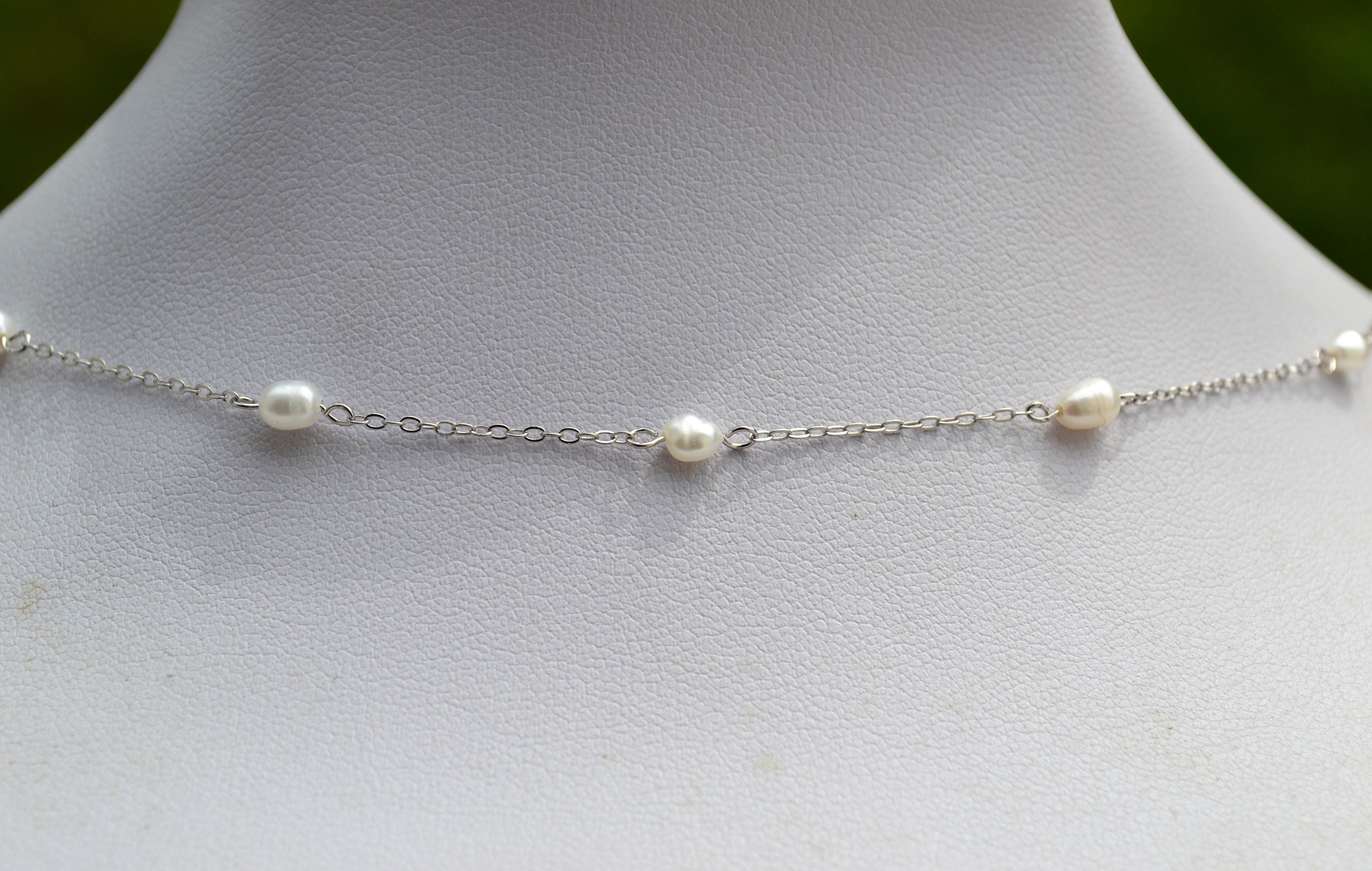 ネックレス・ペンダント murmur [925silver]Petit oval pearl necklace Sterling Silver 925 7 Mini Oval Fresh Water Pearl Stationed