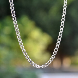 Sterling Silver 925 4mm Wide Thick Heavy Weight Curb Link Long Chain Necklace 24 inch - Mens, Ladies, Unisex