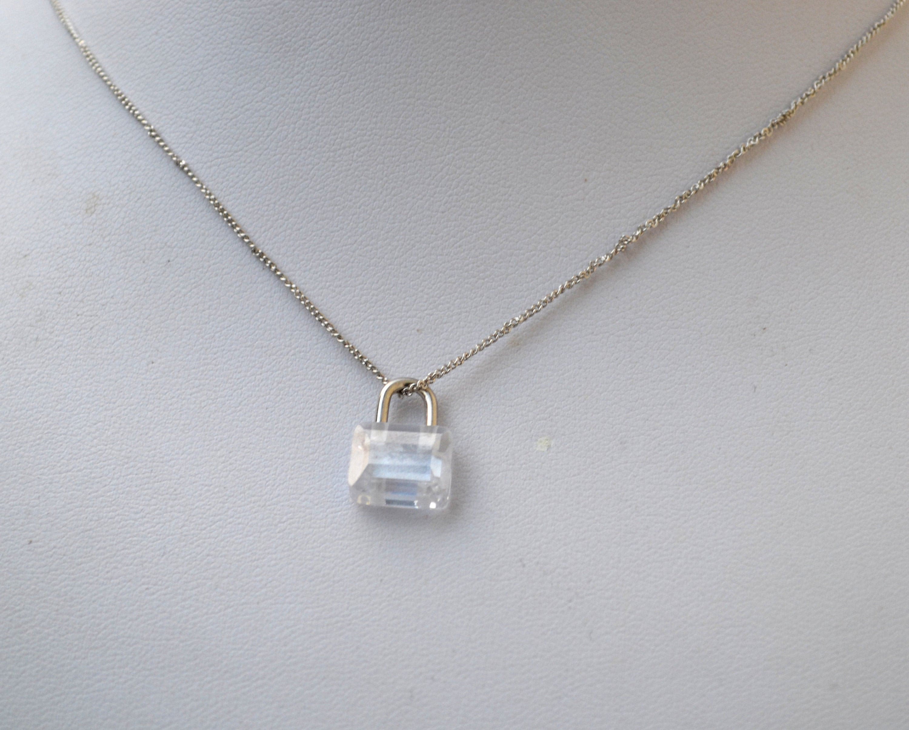 Sterling Silver 925 Clear Lock Curb Chain Necklace 14-16 inch -  Minimalist Jewellery