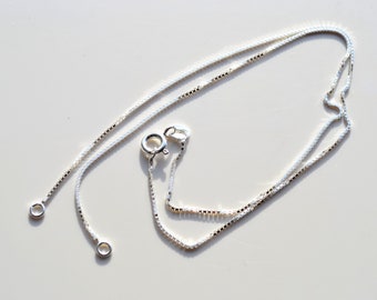 Sterling Silver 925 Multiple Length Box Chains with Split in the Middle and 2 End Rings - 14&quot;, 16&quot;, 18&quot; Or 20&quot;