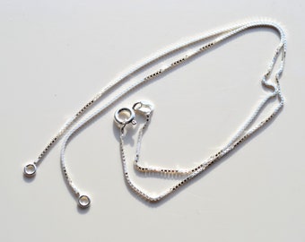 Sterling Silver 925 Multiple Length Box Chains with Split in the Middle and 2 End Rings - 14", 16", 18" Or 20"