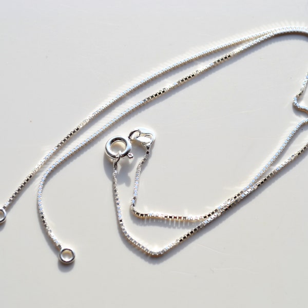 Sterling Silver 925 Multiple Length Box Chains with Split in the Middle and 2 End Rings - 14", 16", 18" Or 20"