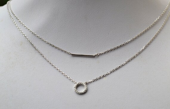 Argento 925 Con Diamante Simulato Collana In Argento Sterling 925 Con Ciondolo Barra E Diamante Da Laboratorio 0,75 Ct - Catena 18" Versace Chain - Foto 5