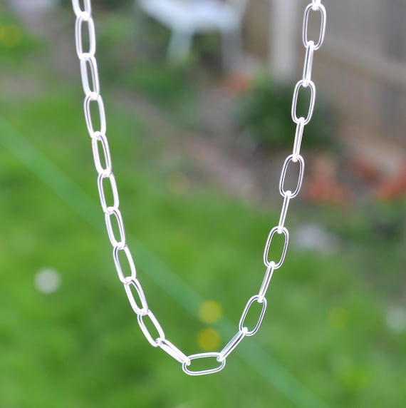 Sterling Silver 925 4mm Wide 4x9mm Oval Link Chain Choker Necklace 