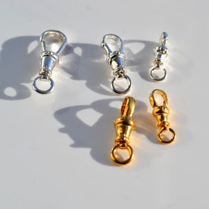 Sterling Silver 925  and Yellow Gold Plated 15mm, 19mm or 23mm Albert Swivel Chain Clasp, Open Jump Ring, Chain Catch