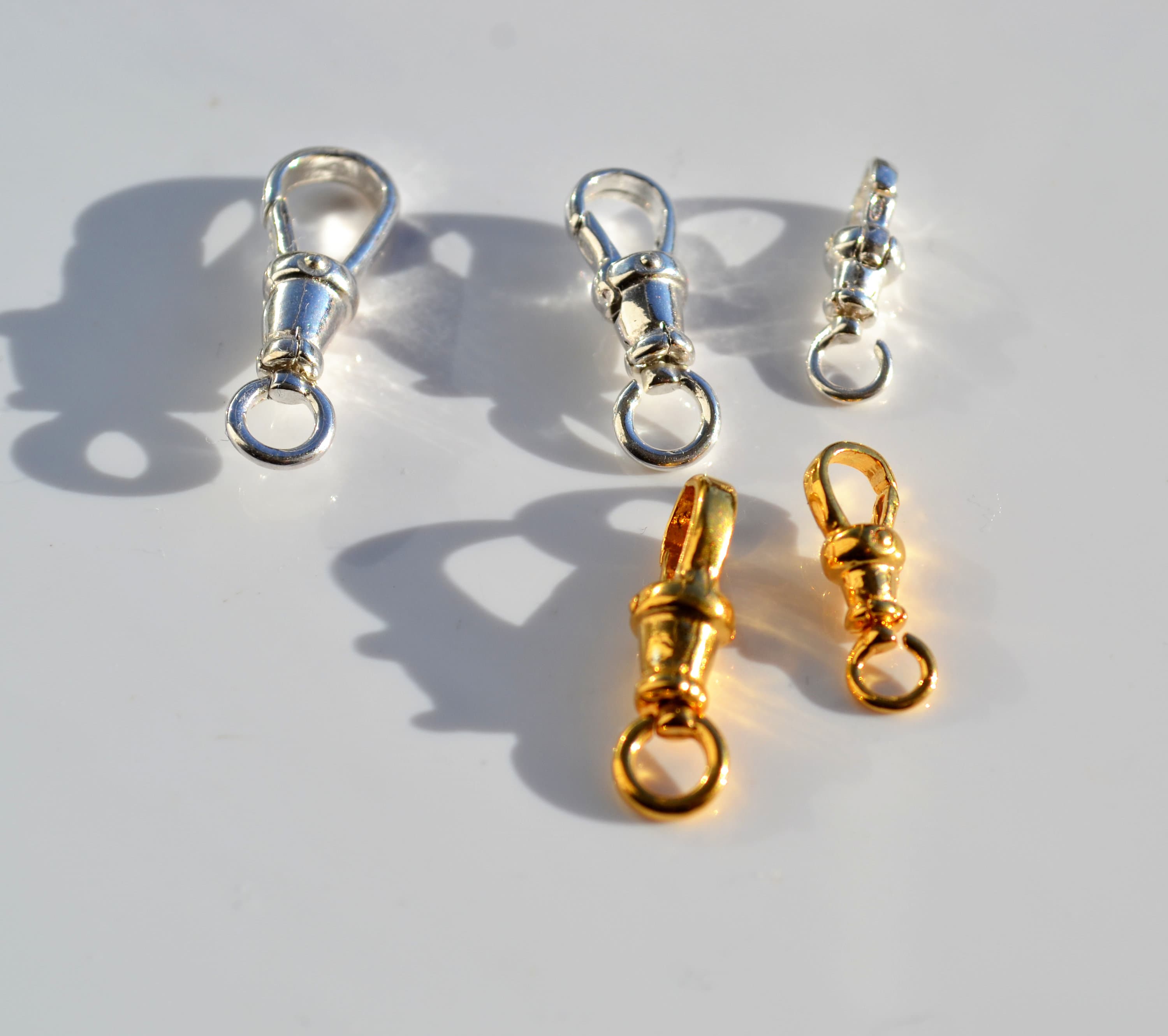 Sterling Silver 925  and Yellow Gold Plated 15mm, 19mm or 23mm Albert Swivel Chain Clasp, Open Jump Ring, Chain Catch