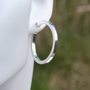 925 Sterling Silver 3mm Thick Flat Square Tube Creole 35mm Heavy Weight Hoop Earrings - Birthday, Valentines Day, Party, Christmas gift