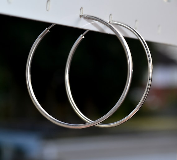 Silver Diamond Cut Hoop Earrings