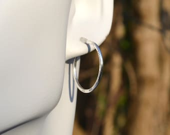 925 Argento Sterling Donna Taglio Diamante Tubo Quadrato 3mm Hoop