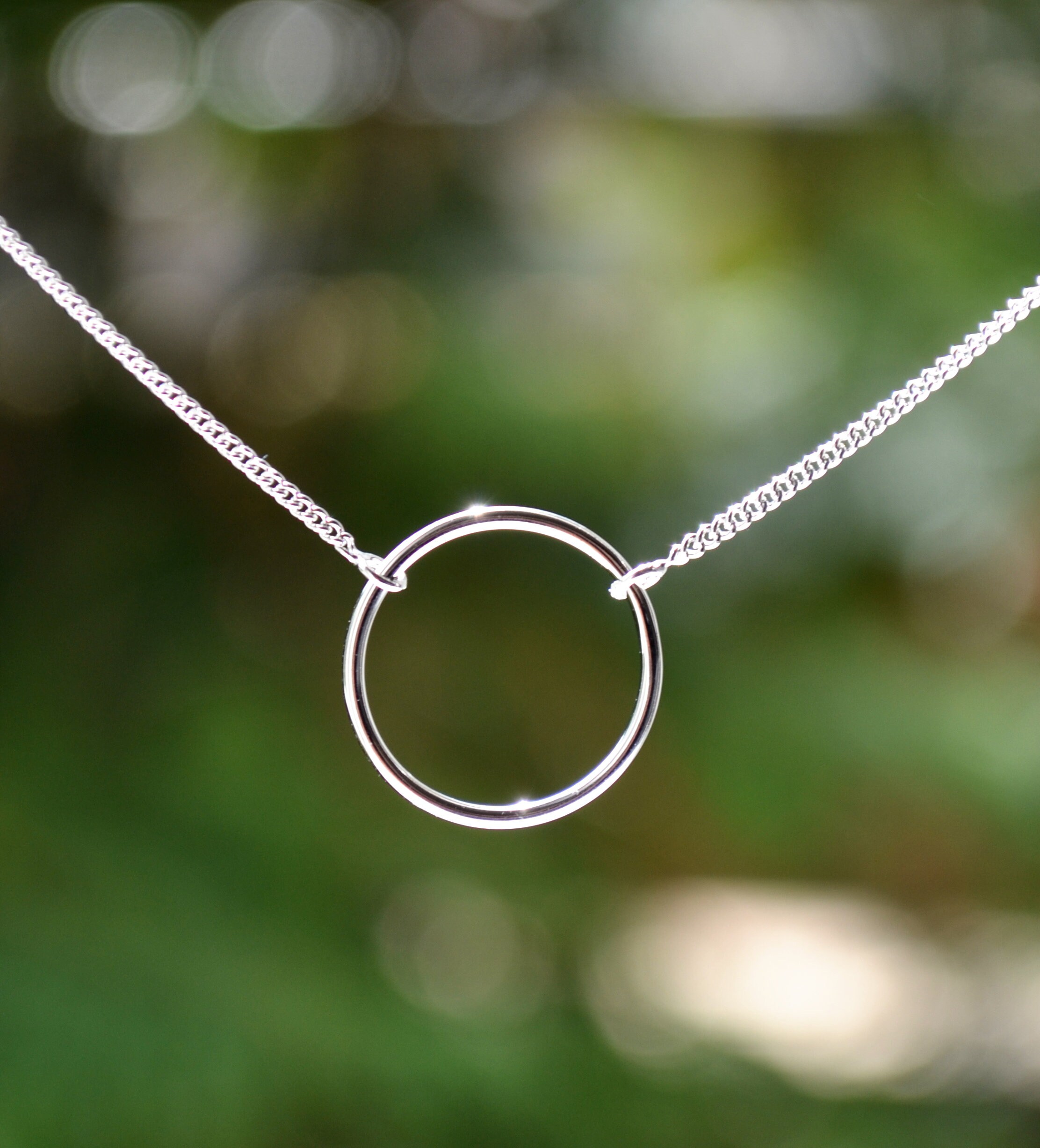 Sterling Silver 925 Open Circle Necklace on 1516 Inch Curb Etsy UK