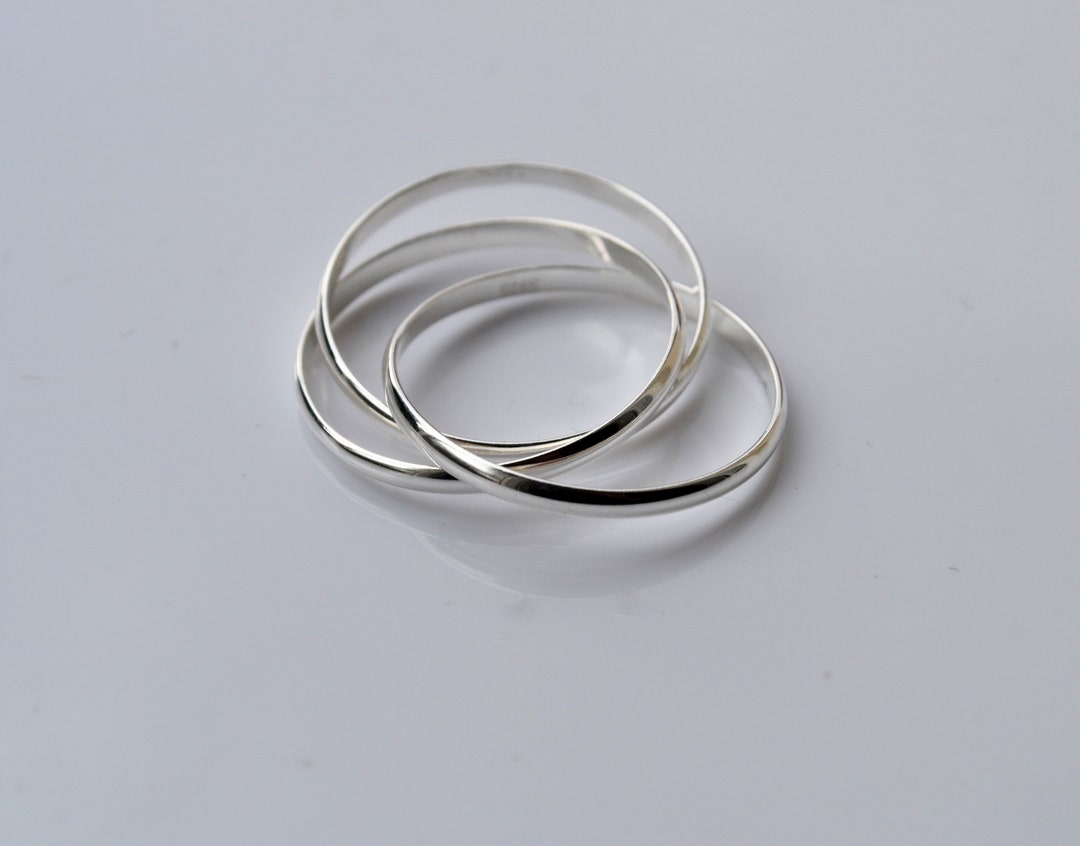 Sterling Silver 925 1.5mm Triple Crossover Interlocking Band