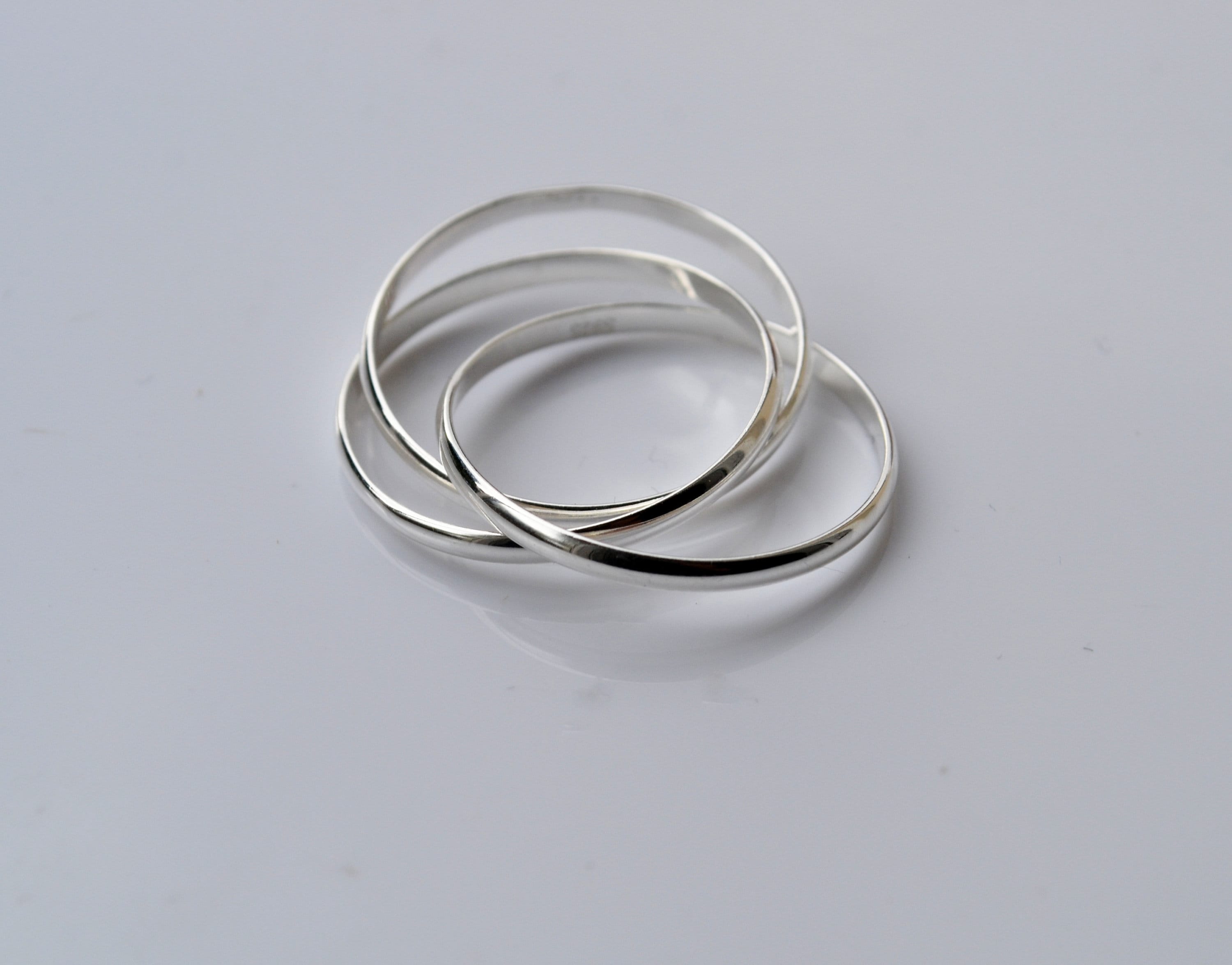 ライオネルRING中 Silver925 Sterling Silver 925 1.5mm Triple Crossover Interlocking Band