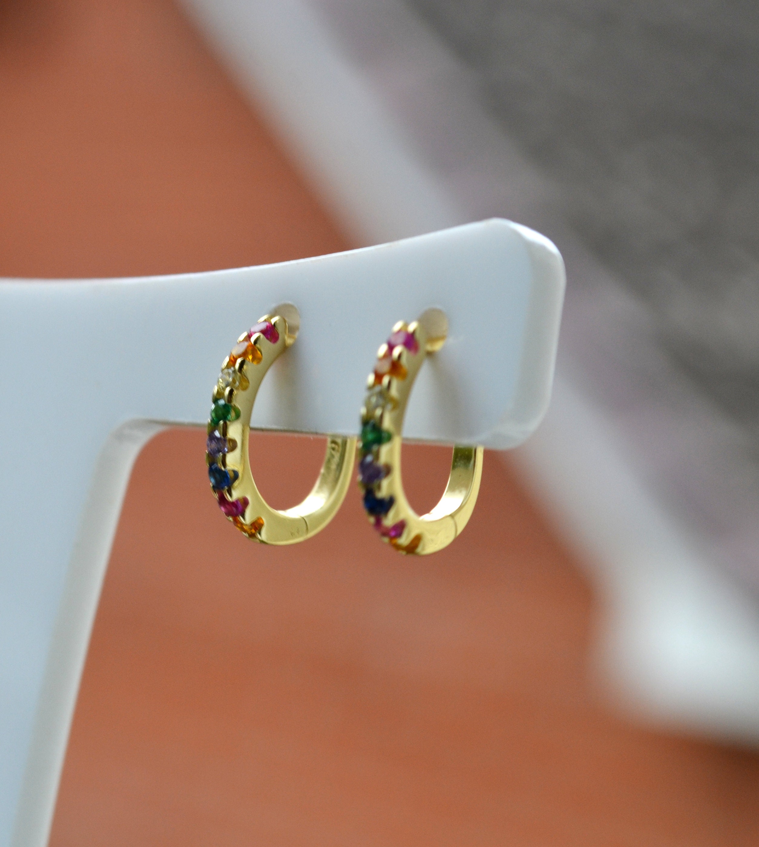 925 STERLING SILVER WITH GOLD PLATING TULIP HUGGIES
