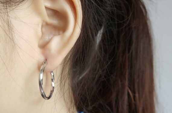 Boucles D'oreilles Créoles En Argent 925 Torsadées - Diamètre 25 Mm - Neuf Avec étiquettes