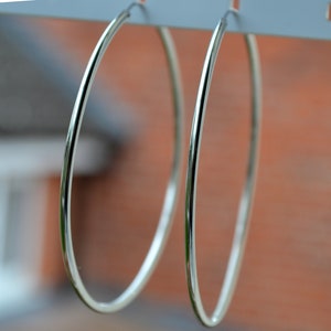 925 Sterling Silver Plain 60mm Large Hoop Earrings - Birthday, Valentines Day, Party, Christmas gift