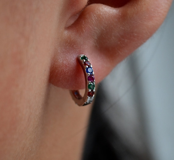 Sterlins silver multi colour cz hoops Sterlins silver multi colour cz hoops