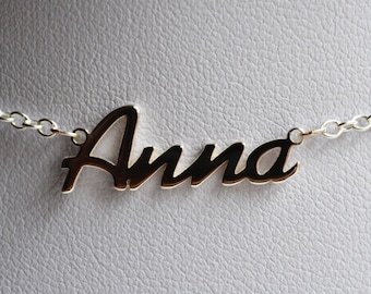 Sterling Silver 925 Personalised Script Font Name Necklace Multiple Length Rolo Chain Any name-Birthday,Bridesmaids,Valentines Day gift