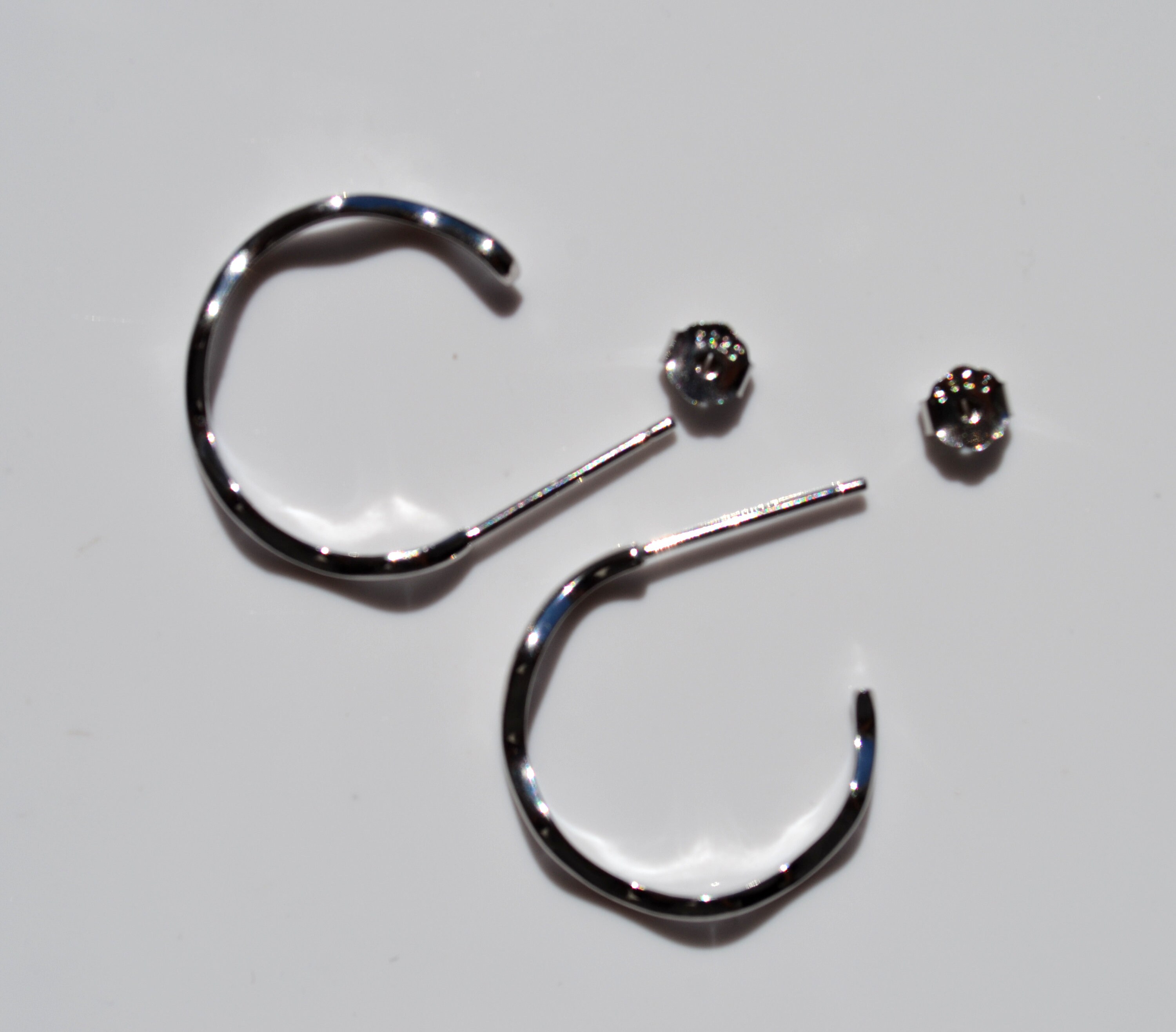 Sterling Silver 925 Wave Half Circle Hoop Earrings Studs Sterling Silver 925 Wave Half Circle Hoop Earrings Studs