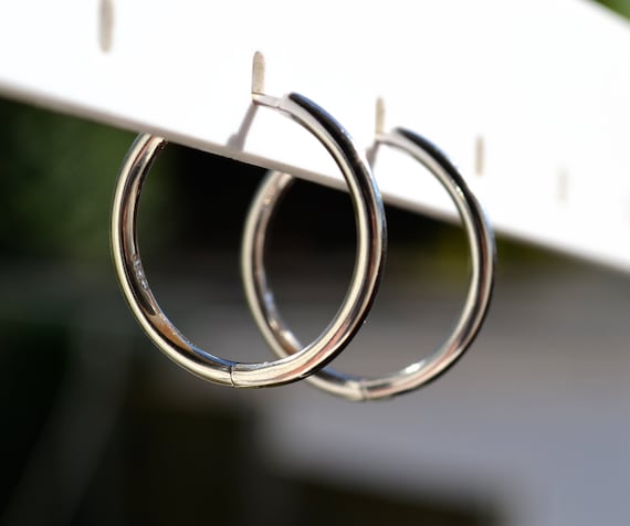 Sterling Silver 925 Huggies 23mm Heavy Weight Extra Thick Hoop