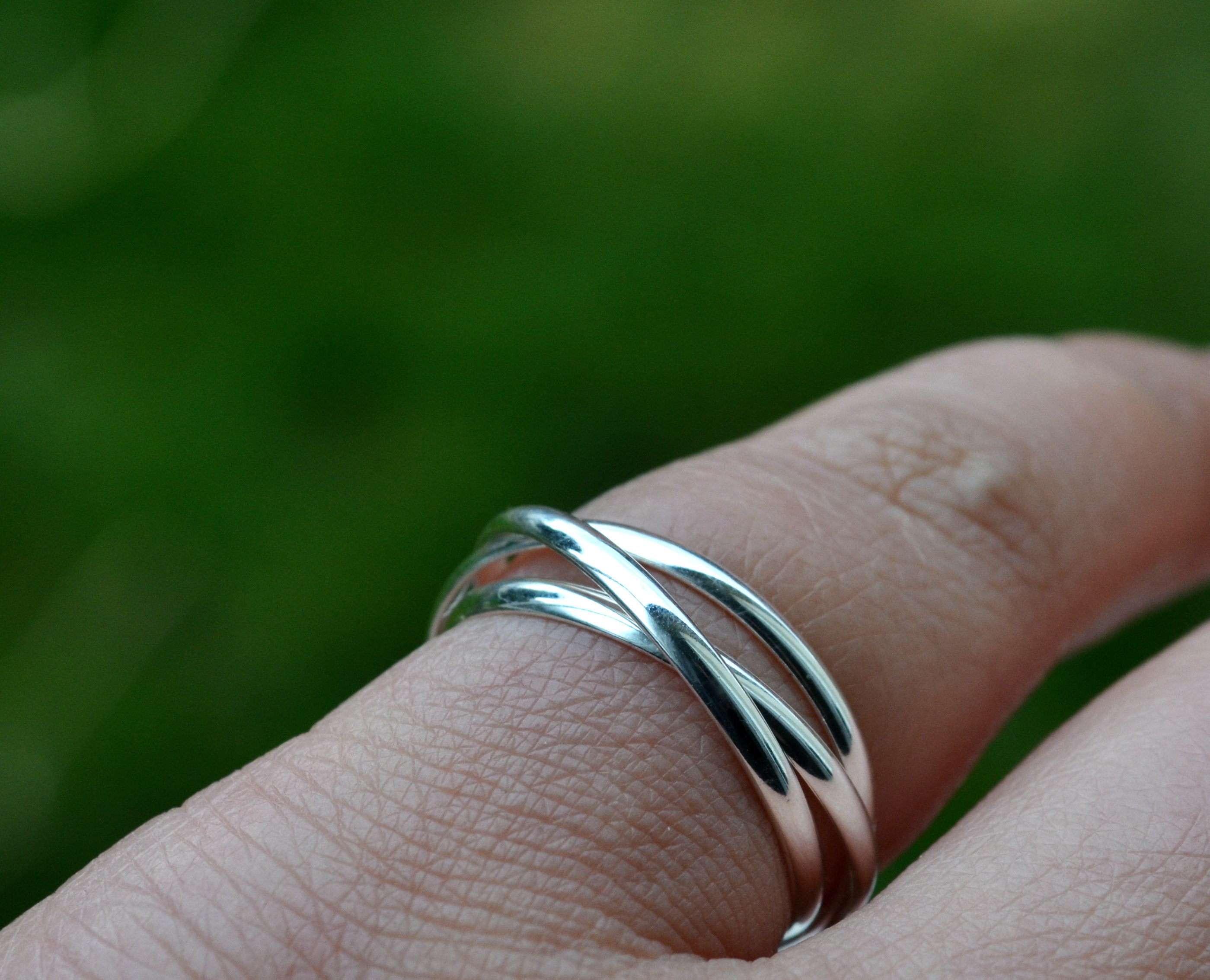 Sterling Silver 925 1.5mm Triple Crossover Interlocking Band