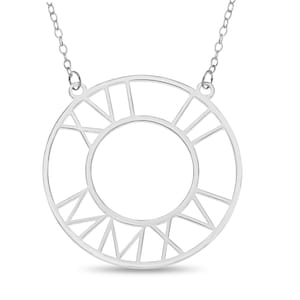 Sterling Silver 925 Personalised 28mm Large Roman Numerals Date Name Necklace Rolo Chain Any date -Birthday,Bridesmaids,Valentines Day gift
