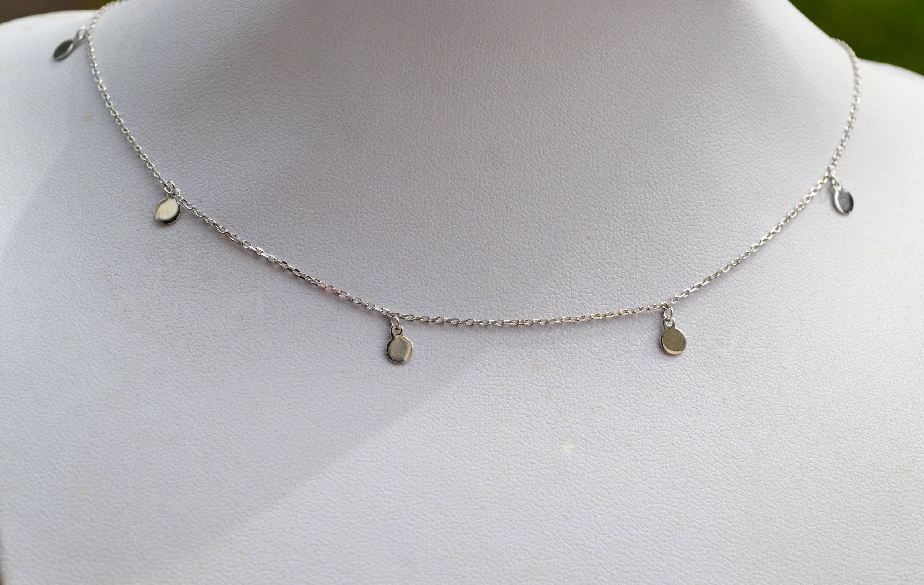 Sterling Silver 925 5 5mm Round Tag Stationed 14.5-16