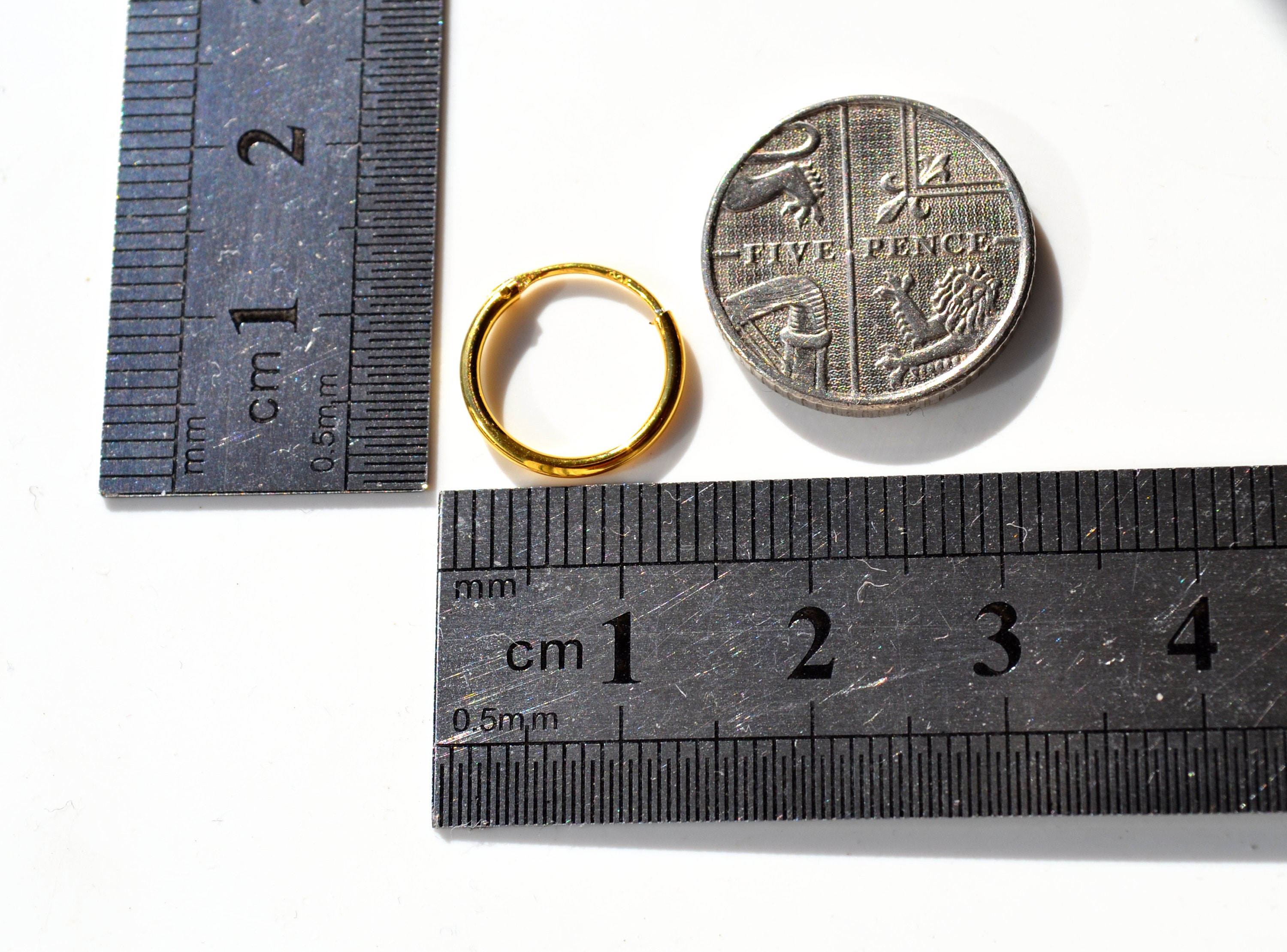 925 Sterling Silver Yellow Gold Plated Set of 2 Plain 12mm and Etsy