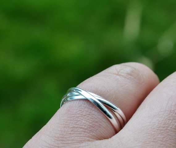Sterling Silver 925 1.5mm Triple Crossover Interlocking Band