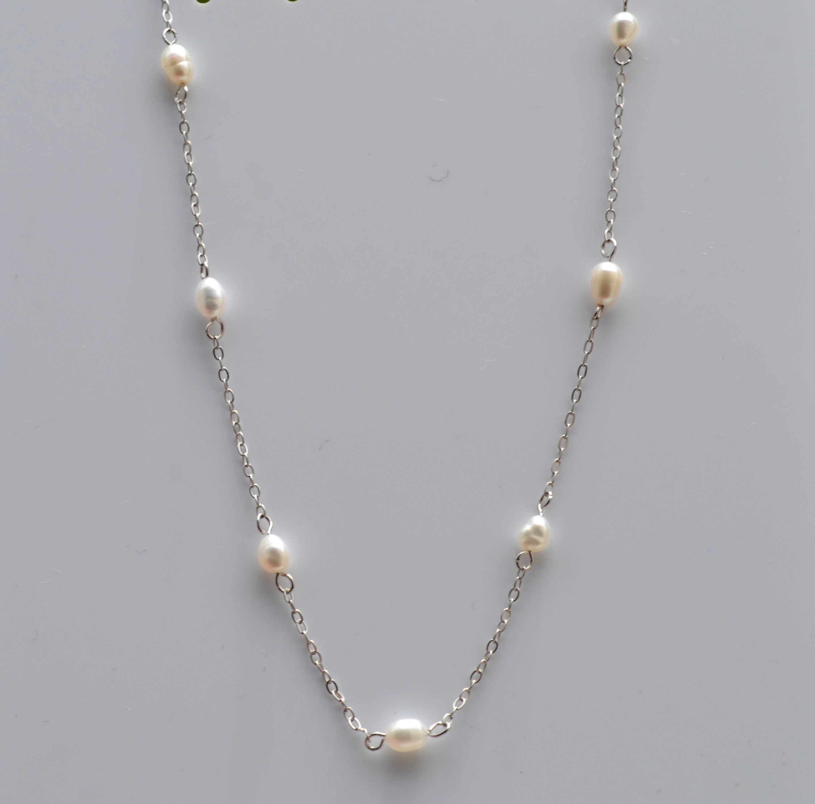 ネックレス・ペンダント murmur [925silver]Petit oval pearl necklace Sterling Silver 925 7 Mini Oval Fresh Water Pearl Stationed