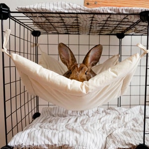 Bunny Hammock for Cage Playpen Crate, Bed Mat for Rabbit Rat Guinea Pig Canvas