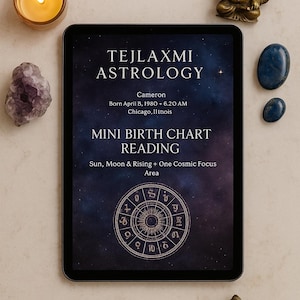 Mini Lettura del Tema Natale in PDF – Sole, Luna e Ascendente + Intuizioni su Amore/Carriera – Regalo di Astrologia Personalizzato Rapido