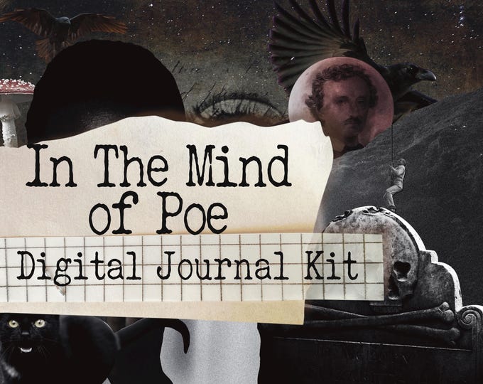 Featured listing image: In the Mind of Poe Printable Journal Kit –Gothic, Collage, Halloween, Surreal (Digital Download)