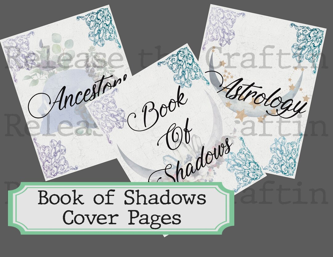 Book of Shadows Cover Pages - Printable Paper Pack- Instant Download ...
