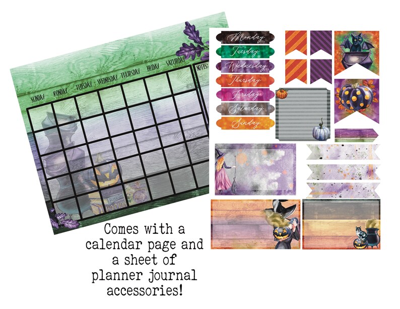 A Witches Calendar Printable Paper Pack Instant Download Etsy
