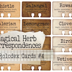 Zauberhafte Kräuterkorrespondenz Rolodex Karten #4 - Word Sheet - Druckbare Journal Verzierung - Grimoire - Instant Download - Digital Download
