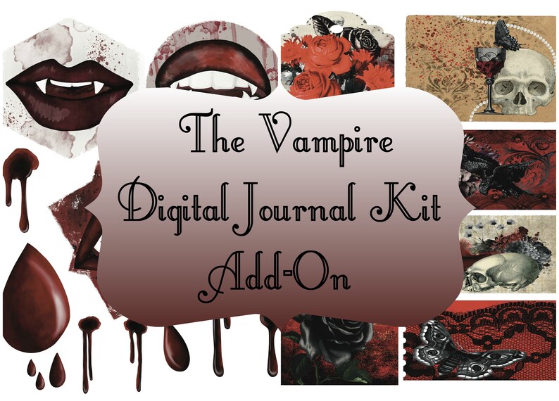 The Vampire Add-On Kit Printable Journal Kit Instant Download Gothic Journal Kit Journal Pages Digital Download image 1