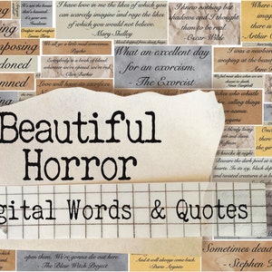 Beautiful Horror - Creepy Words - Printable Journal Embellishment - Scrapbooking- Instant Download - Digital Download - Scary - Halloween