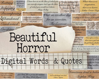Beautiful Horror - Creepy Words - Printable Journal Embellishment - Scrapbooking- Instant Download - Digital Download - Scary - Halloween