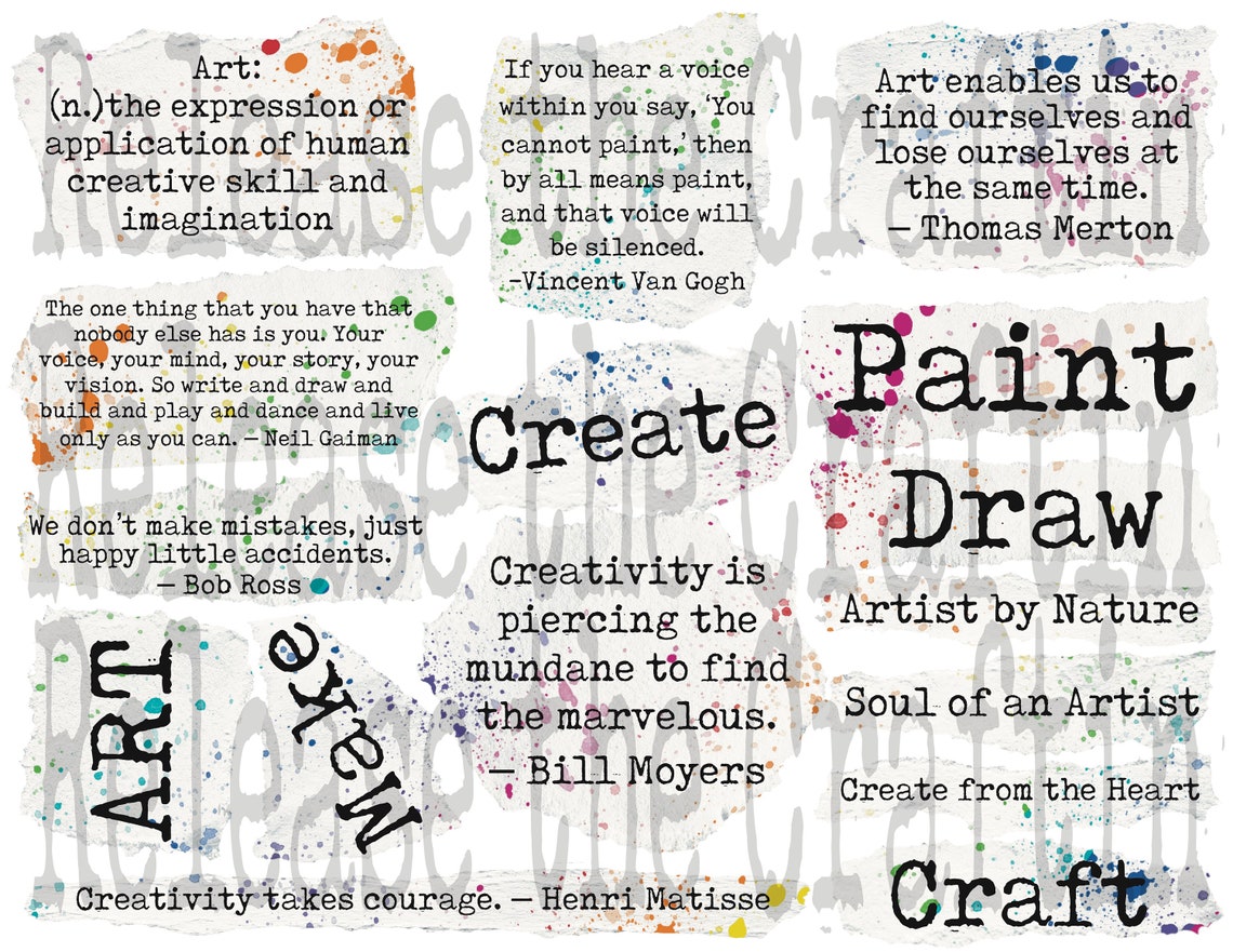 Art Words Creativity Words Printable Journal Embellishment Etsy UK