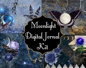Moonlight Digital Journal Kit – Astrology Pages, Book of Shadows (Digital Download)