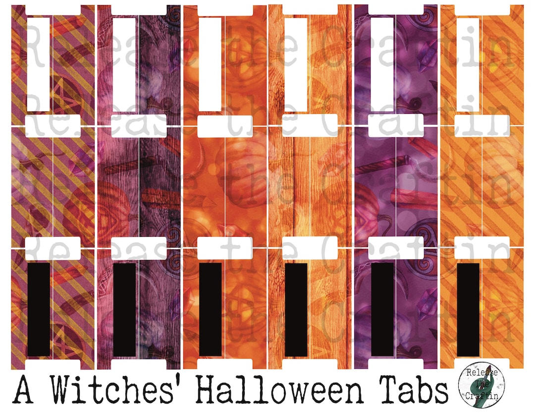 A Witches Halloween Tab Set - Printable Journal Embellishment