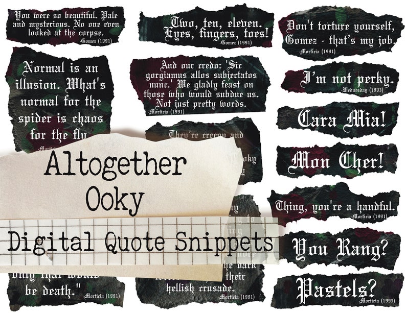 Altogether Ooky Addams Family Quotes Word Sheet Printable Etsy