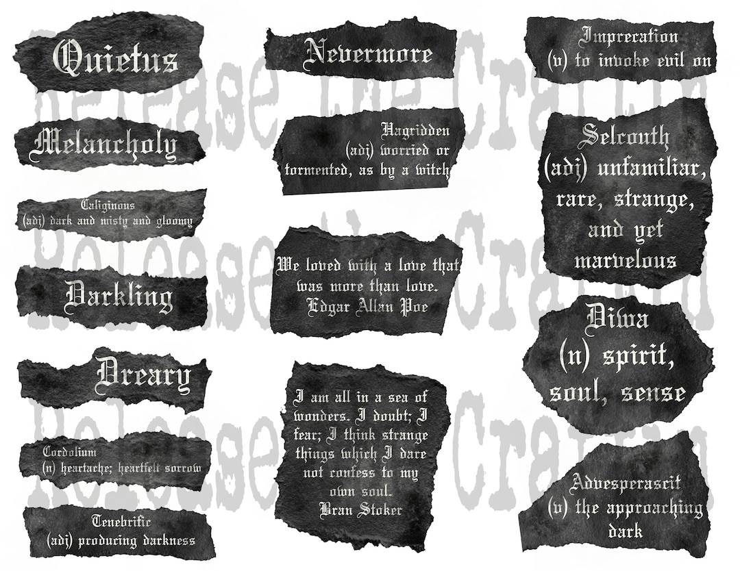 Gothic Words Sheet 2 Printable Journal Embellishment Scrapbooking