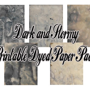 Dark and Stormy Dyed Paper - Printable Paper Pack- Instant Download - Journal Pages - Digital Download - Coffee Dyed Paper - Book Paper