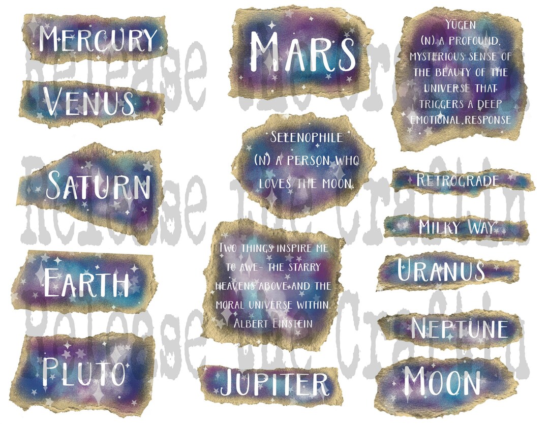 Astrology Words Printable – Space Journal Embellishments (digital ...