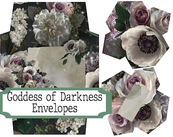 Goddess of Darkness Envelopes - Printable Journal Ephemera - Book of Shadows Grimoire - Pen Pal - Scrapbooking- Download - Digital Download